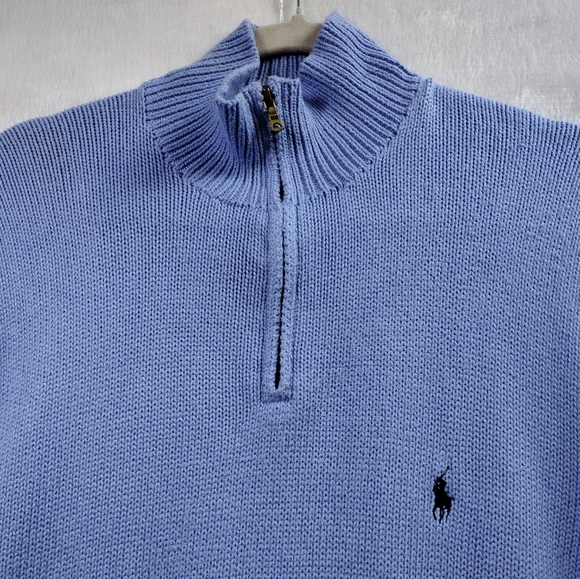 Polo Ralph Lauren Quarter Zip Pullover Sweater Men's L Blue Polo Office Career - Picture 2 of 5